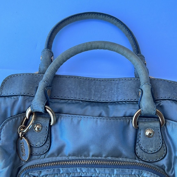 Authentic Vintage TOD’S Pashmy Small Satchel Handbag ~ In Grey Lizard/Nylon - Picture 8 of 16